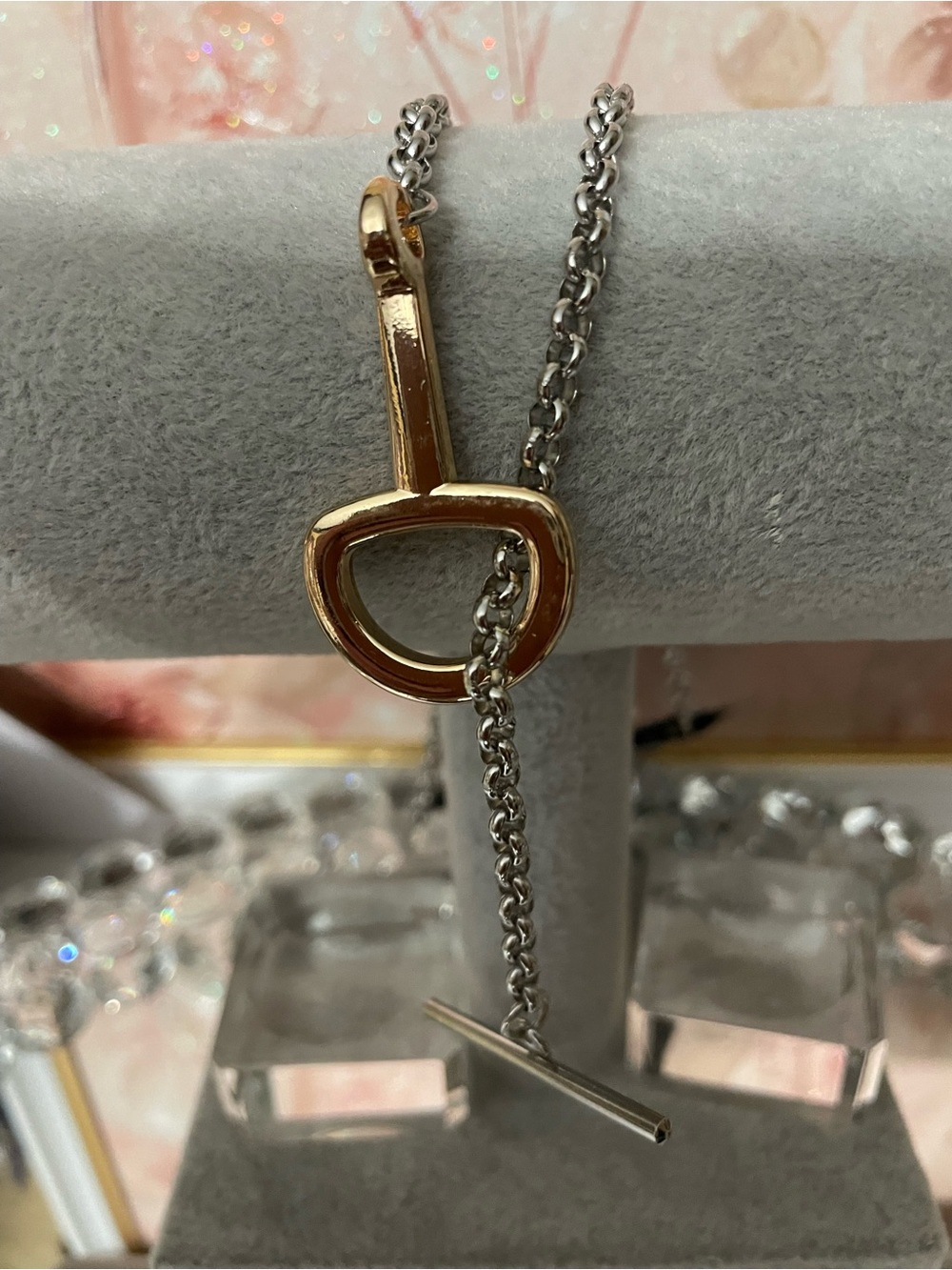 Two-Tone horsebit Toggle Necklace - Gold & Silver new 18”